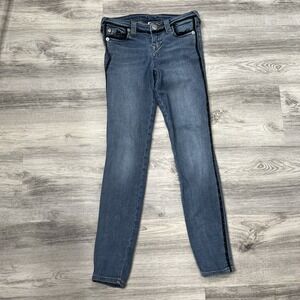 True Religion Skinny Jeans Black Trim Low Rise Denim Pants Size 26 Casual Trendy